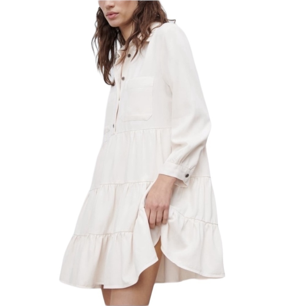 ZARA Women's Beige Ruffled Tiered Mini Dress